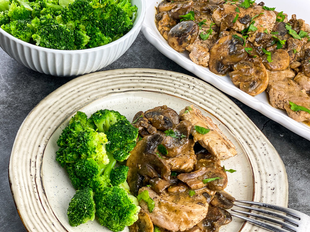 PorkScallopiniMushroomGravy horizontal Pork Scallopini with Mushroom Gravy