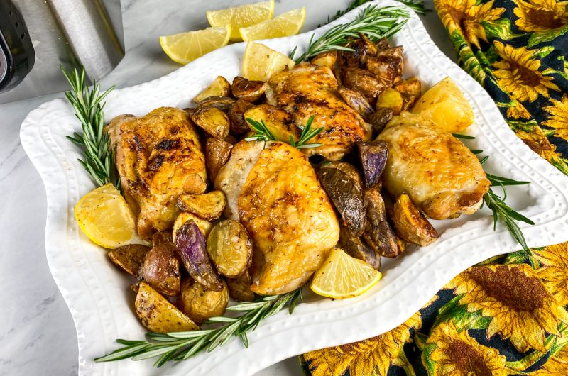 LemonChickenThighs horizontal2 Air Fryer Chicken Thighs and Roasted Potatoes: A Quick and Delicious Recipe