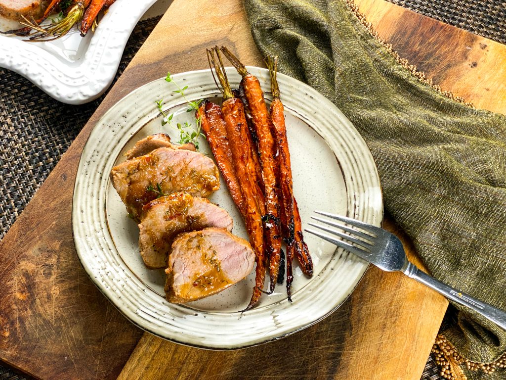 PorkTenderloinCarrots horizontal1 Air-Fried Pork Tenderloin with Orange Glaze and Carrots