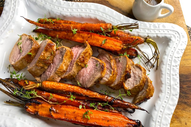 PorkTenderloinCarrots horizontal2 Delicious Air-Fried Pork Tenderloin with Orange Glaze and Carrots