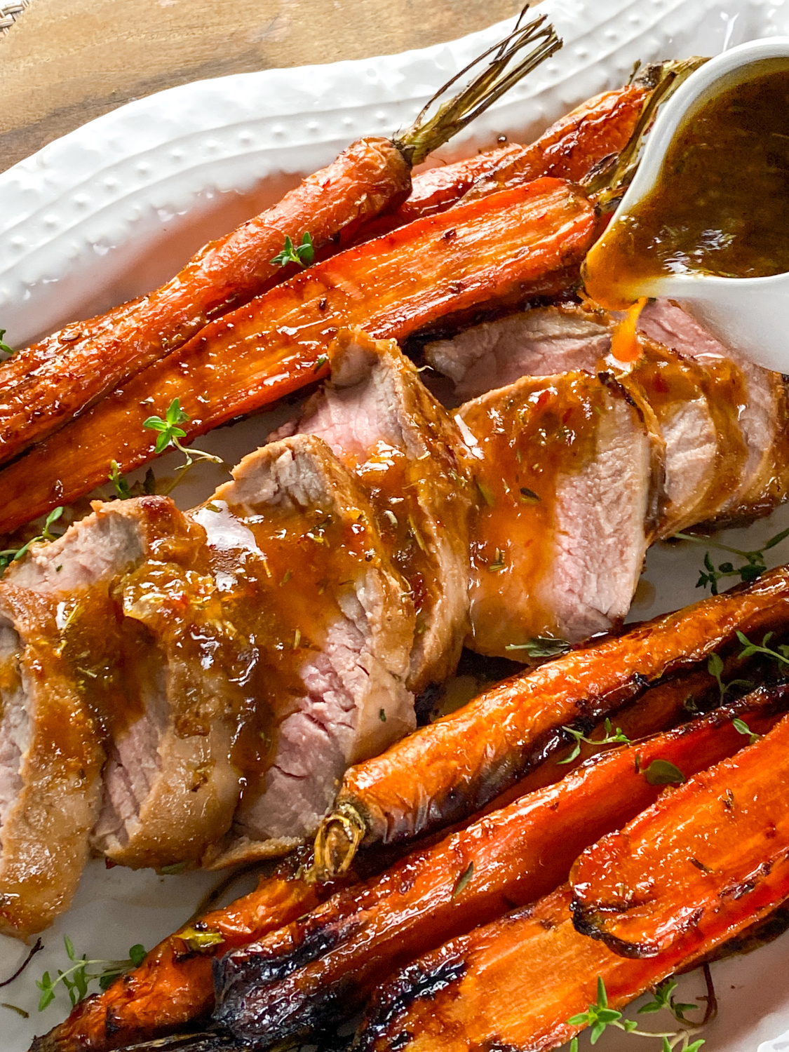 PorkTenderloinCarrots vertical2 1 Delicious Air-Fried Pork Tenderloin with Orange Glaze and Carrots