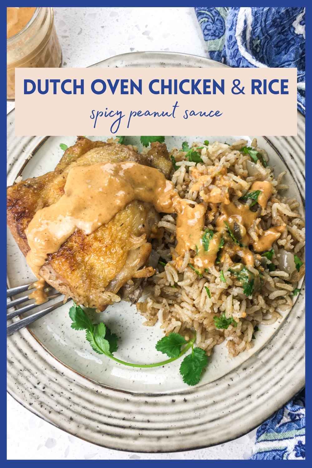 Easy Dutch Oven Chicken and Rice with Spicy Peanut Sauce (Modifications Included)
