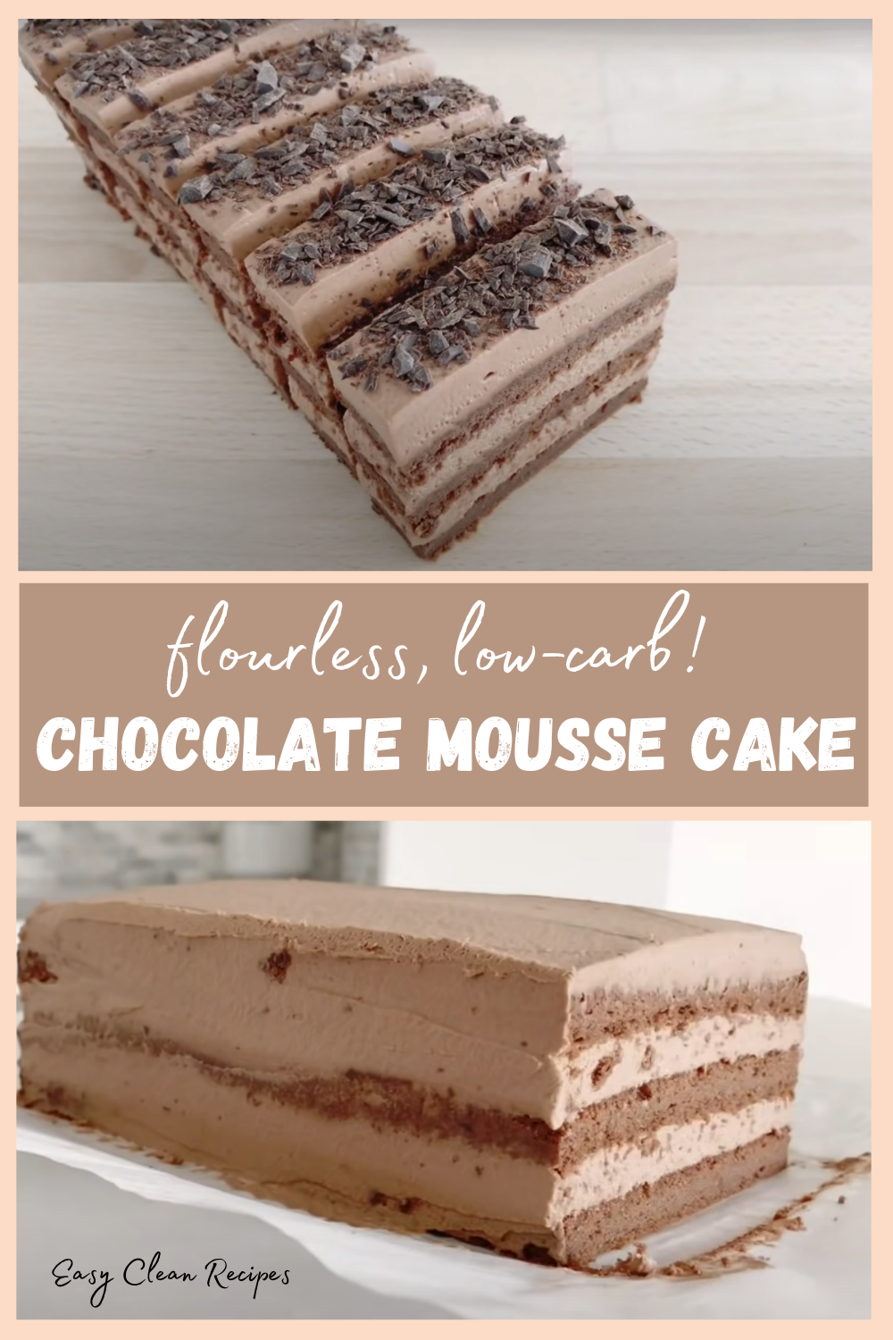Low Carb Chocolate Cake with Silky Mousse Layers Topped with Ganache