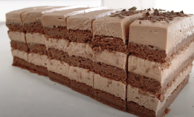 Low Carb Chocolate Cake with Silky Mousse Layers Topped with Ganache